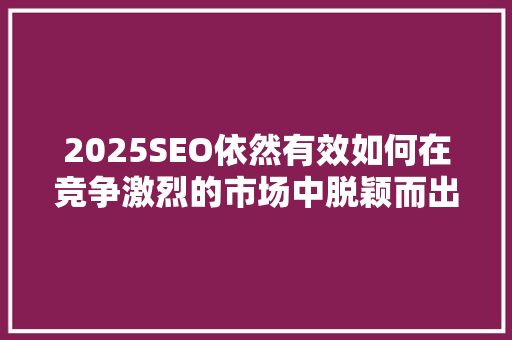 2025SEO依然有效如何在竞争激烈的市场中脱颖而出