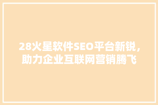 28火星软件SEO平台新锐，助力企业互联网营销腾飞