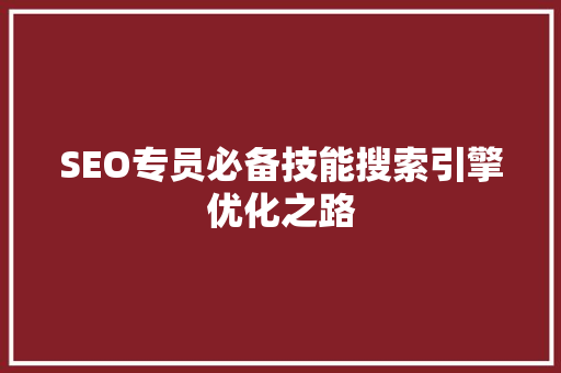SEO专员必备技能搜索引擎优化之路