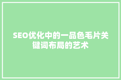 SEO优化中的一品色毛片关键词布局的艺术