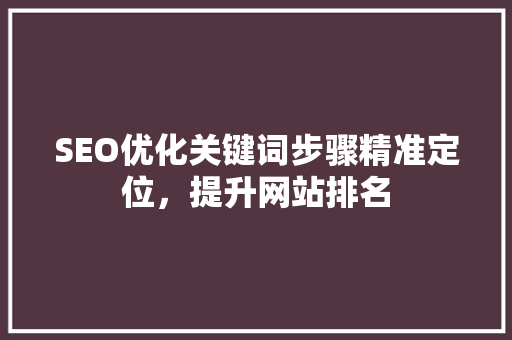 SEO优化关键词步骤精准定位，提升网站排名