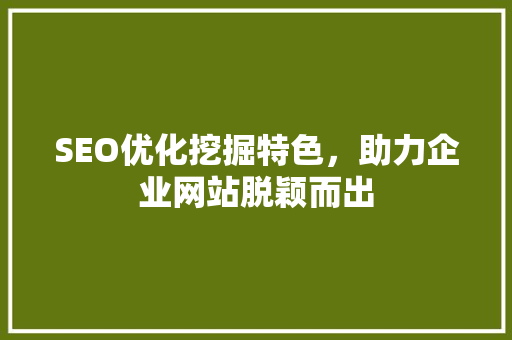 SEO优化挖掘特色，助力企业网站脱颖而出