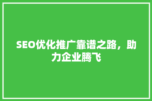 SEO优化推广靠谱之路，助力企业腾飞