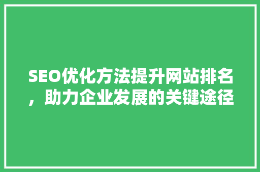 SEO优化方法提升网站排名，助力企业发展的关键途径