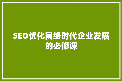 SEO优化网络时代企业发展的必修课