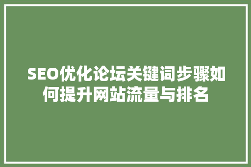 SEO优化论坛关键词步骤如何提升网站流量与排名