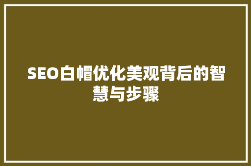 SEO白帽优化美观背后的智慧与步骤