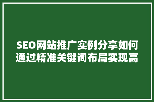 SEO网站推广实例分享如何通过精准关键词布局实现高效推广