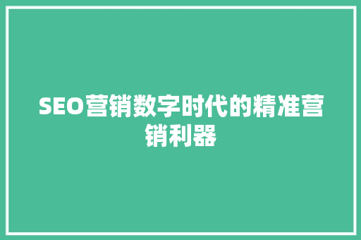 SEO营销数字时代的精准营销利器