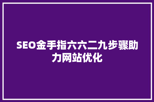 SEO金手指六六二九步骤助力网站优化