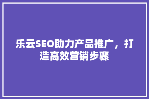 乐云SEO助力产品推广，打造高效营销步骤