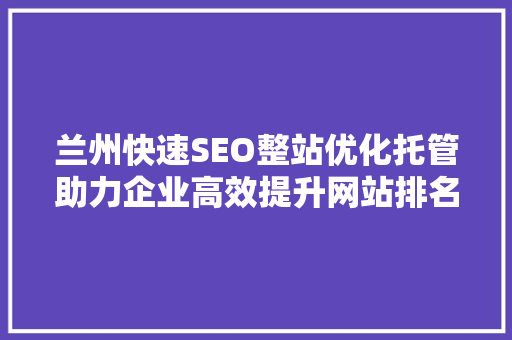 兰州快速SEO整站优化托管助力企业高效提升网站排名，抢占市场先机  第1张