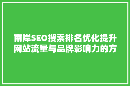 南岸SEO搜索排名优化提升网站流量与品牌影响力的方法