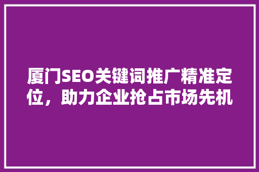 厦门SEO关键词推广精准定位，助力企业抢占市场先机