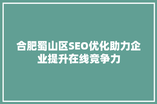 合肥蜀山区SEO优化助力企业提升在线竞争力  第1张