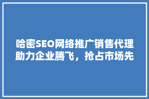 哈密SEO网络推广销售代理助力企业腾飞，抢占市场先机  第1张