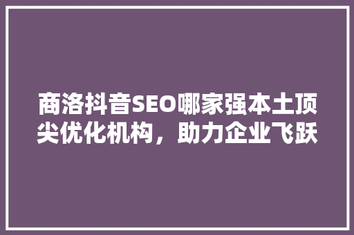 商洛抖音SEO哪家强本土顶尖优化机构，助力企业飞跃  第1张