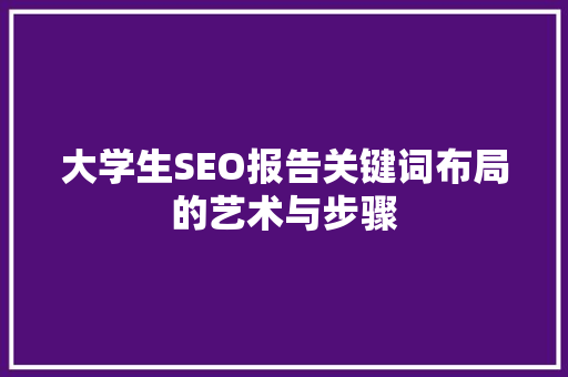 大学生SEO报告关键词布局的艺术与步骤