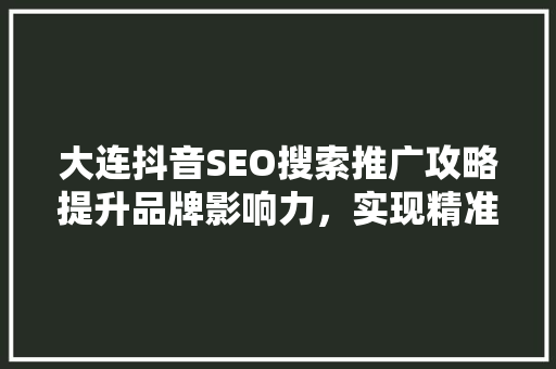 大连抖音SEO搜索推广攻略提升品牌影响力，实现精准营销  第1张