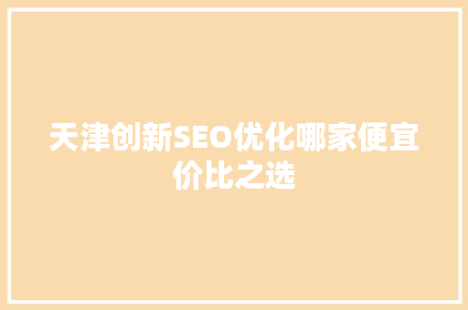 天津创新SEO优化哪家便宜价比之选