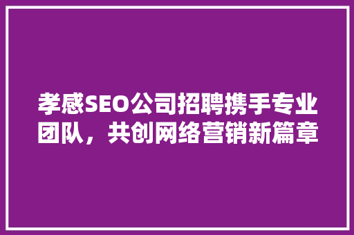 孝感SEO公司招聘携手专业团队，共创网络营销新篇章