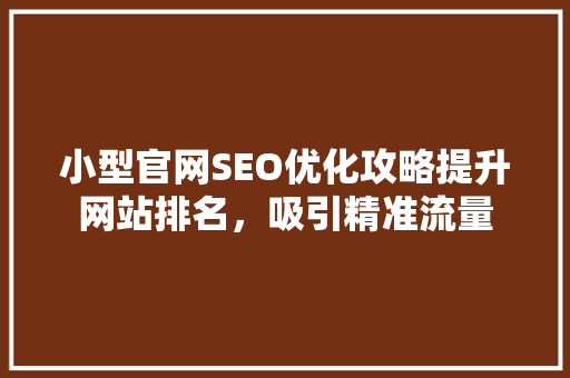 小型官网SEO优化攻略提升网站排名，吸引精准流量