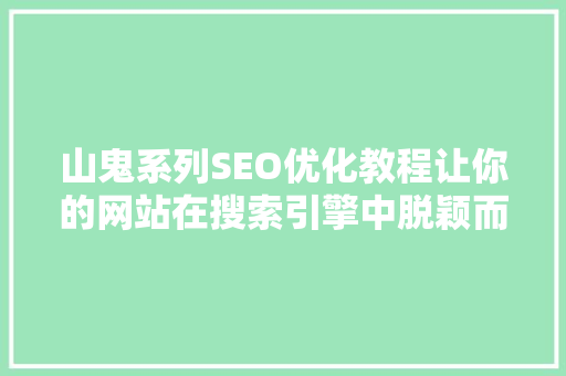 山鬼系列SEO优化教程让你的网站在搜索引擎中脱颖而出