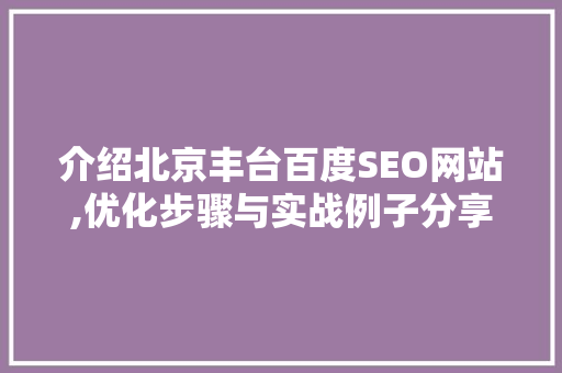 介绍北京丰台百度SEO网站,优化步骤与实战例子分享