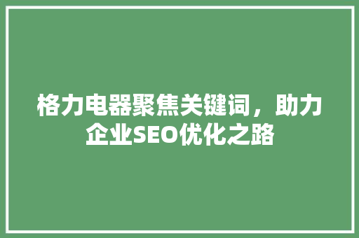 格力电器聚焦关键词，助力企业SEO优化之路