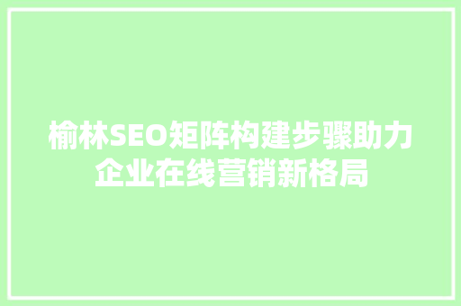 榆林SEO矩阵构建步骤助力企业在线营销新格局