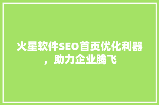 火星软件SEO首页优化利器，助力企业腾飞