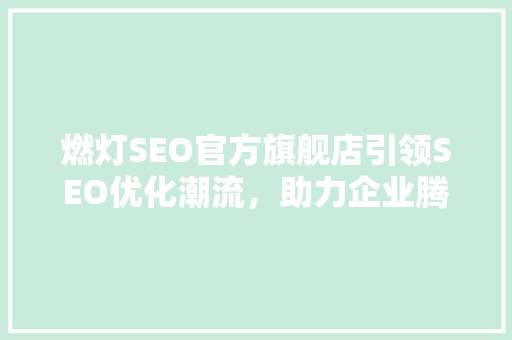 燃灯SEO官方旗舰店引领SEO优化潮流，助力企业腾飞