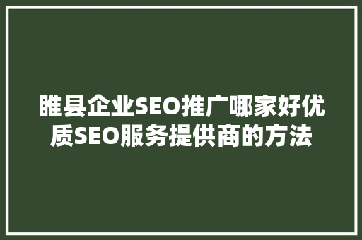 睢县企业SEO推广哪家好优质SEO服务提供商的方法  第1张