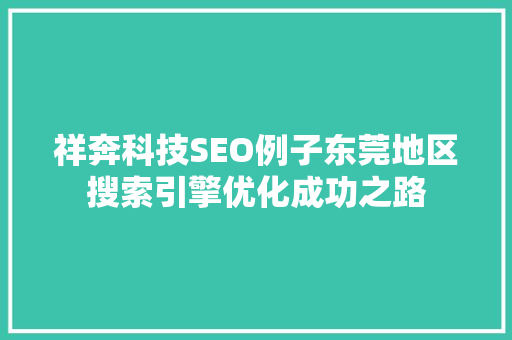 祥奔科技SEO例子东莞地区搜索引擎优化成功之路