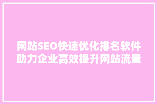 网站SEO快速优化排名软件助力企业高效提升网站流量与转化率
