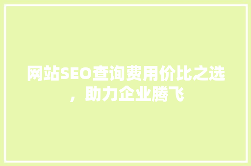 网站SEO查询费用价比之选，助力企业腾飞