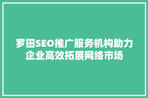 罗田SEO推广服务机构助力企业高效拓展网络市场