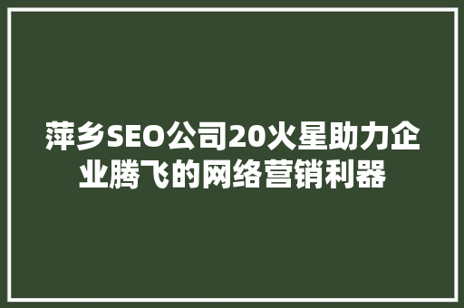 萍乡SEO公司20火星助力企业腾飞的网络营销利器  第1张