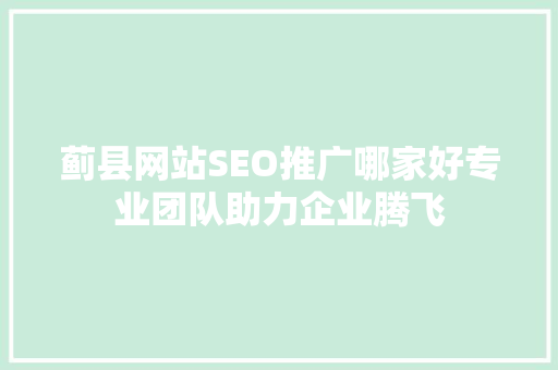 蓟县网站SEO推广哪家好专业团队助力企业腾飞