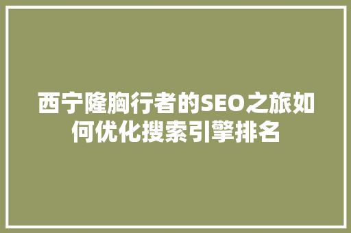 西宁隆胸行者的SEO之旅如何优化搜索引擎排名