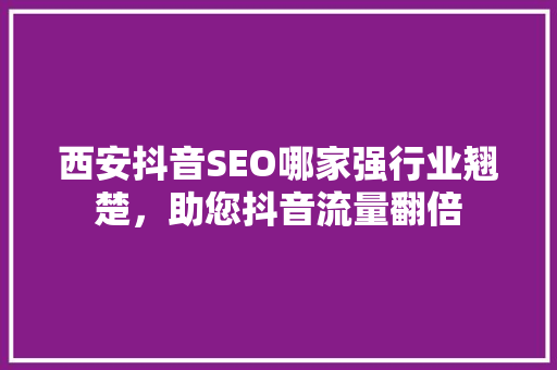 西安抖音SEO哪家强行业翘楚，助您抖音流量翻倍