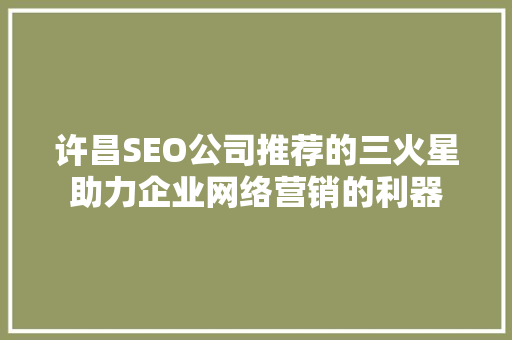 许昌SEO公司推荐的三火星助力企业网络营销的利器