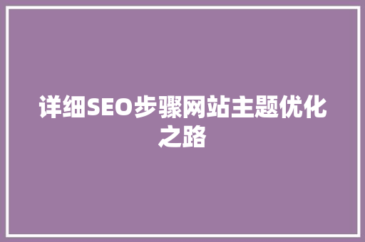 详细SEO步骤网站主题优化之路