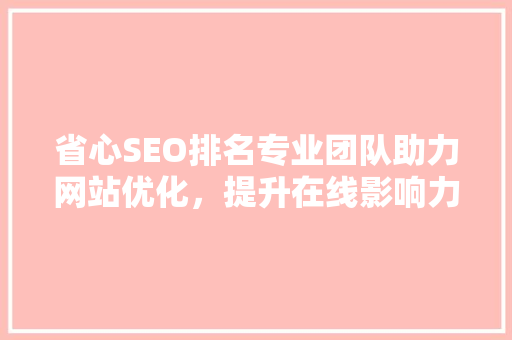 省心SEO排名专业团队助力网站优化，提升在线影响力