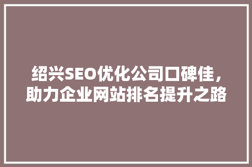 绍兴SEO优化公司口碑佳，助力企业网站排名提升之路