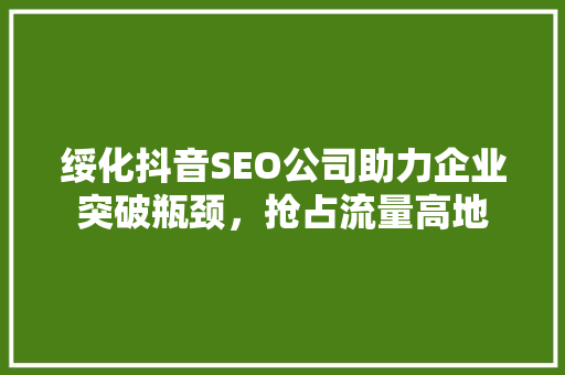 绥化抖音SEO公司助力企业突破瓶颈，抢占流量高地
