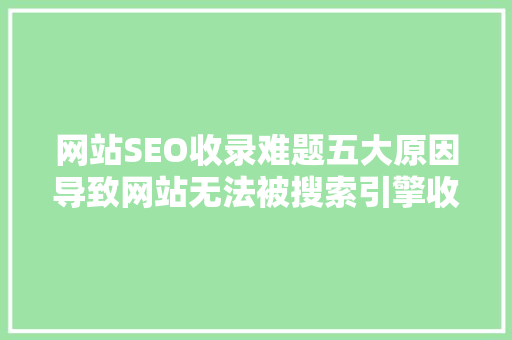 网站SEO收录难题五大原因导致网站无法被搜索引擎收录