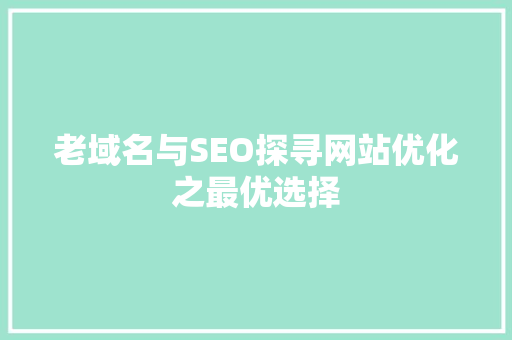 老域名与SEO探寻网站优化之最优选择