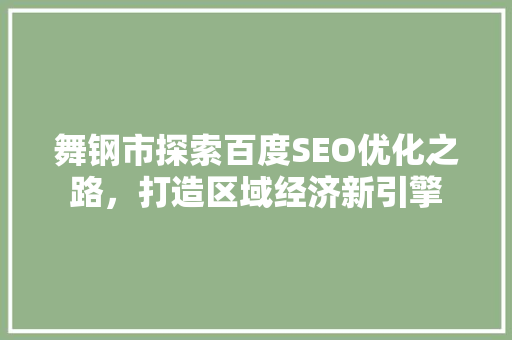 舞钢市探索百度SEO优化之路，打造区域经济新引擎