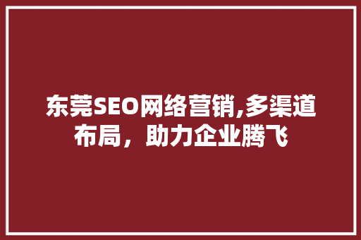 东莞SEO网络营销,多渠道布局，助力企业腾飞